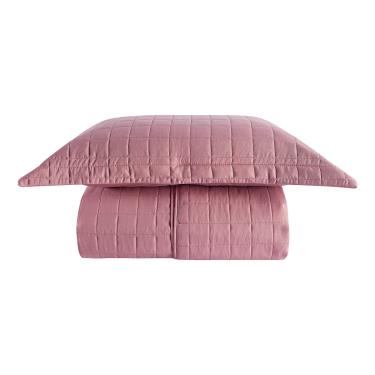 Imagem de Cobre Leito Matelassê Percal 300 fios Basic Solteiro 02 Peças 100% Poliéster - Rosê
