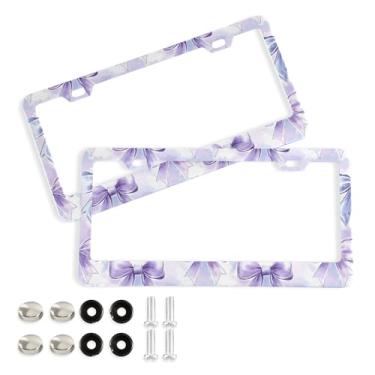 Imagem de SEHANY Lindas molduras de placa de licença de arco azul roxo, capas de moldura de alumínio à prova de ferrugem com orifícios elípticos e parafusos serve para veículos padrão dos EUA tamanho acessórios