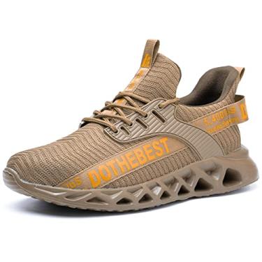 Imagem de Furuian Sapatos Com Biqueira De Aço Para Homens, Tênis De Trabalho Leves E Indestrutíveis Para Mulheres, Calçados De Segurança Confortáveis E À Prova De Furos, Marrom, Tamanho M6,5/W8