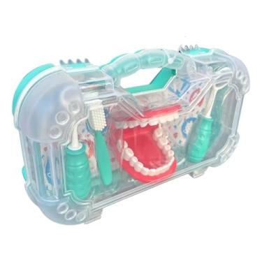 Imagem de Kit Dentista Infantil Brinquedo Educativo Brincando De Médico Maleta Completa Com Acessórios Criança Menino Menina (Verde)