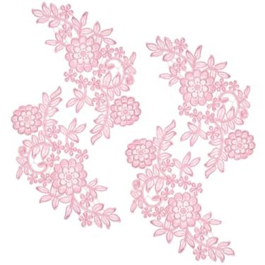 Imagem de Guduling Pacote com 4 apliques de renda, apliques de renda floral 3D, remendos bordados rosa vintage para vestido de casamento DIY, véu de noiva e decoração de roupas, para costura ou artesanato