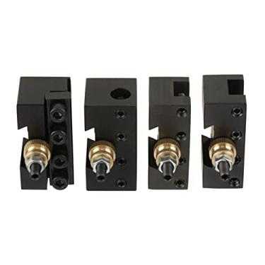 Imagem de Fafeicy Mini Ferramenta de Torno Preto de 4 Unidades, Kit de Suporte de Poste de Liga de Alumínio de 5 X 5 Cm Com Porca de Parafuso de Ajuste, Alta Precisão e Rigidez, para Instalação de Cortador