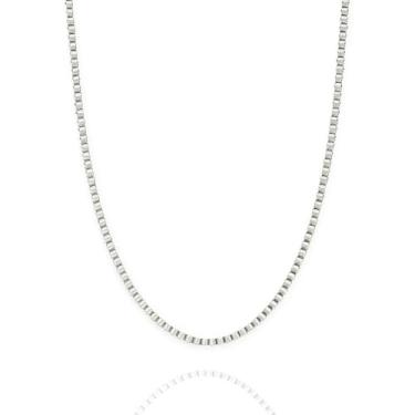 Imagem de Corrente Masculino 2mm Tijolinho Fininha 70cm Aço Inoxidavel