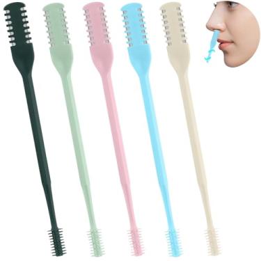 Imagem de Kit de aparador de pelos de nariz 5 peças para homens - Removedor manual de pelos de narina com rotação dupla face de 360°, casa e viagem