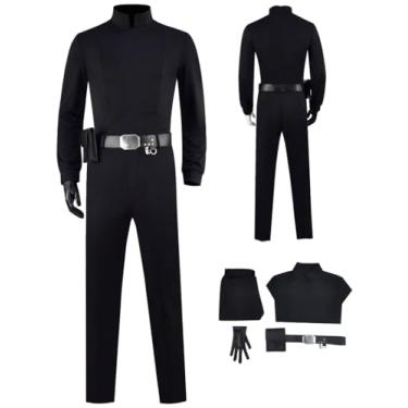 Imagem de Howenlthy Fantasia masculina Jedi Luke Skywalker cosplay frente batalha uniforme Halloween terno camiseta calça com luvas (preto, grande)