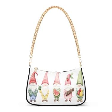 Imagem de CEBUGI Bolsas transversais femininas bolsa de ombro aquarela gnomos bolsa clutch elegante com alça de corrente