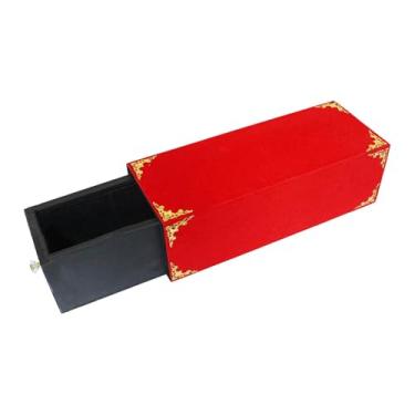 Imagem de KiBcsLic Caixa de madeira com gaveta, truque de mágica, caixa que aparece, ferramenta de presente, objeto de comédia, acessório para apresentações de mulheres, Vermelho 37x14x12cm