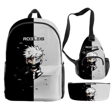 Imagem de Mochila escolar, conjunto de 3 peças Robleis Anime para crianças
