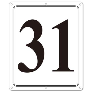 Imagem de i-CowFun Placa numerada de metal premium ao ar livre, refletiva 30,5 x 25,4 cm placas numeradas de alumínio grande 31 para estacionamento, quadra de tênis, campo, armazém, corredor, edifício, doca