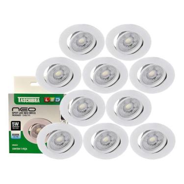 Imagem de Kit 10 Spot Led Neo Mr16 Embutir Redonda 5w Taschibra 6500k