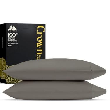 Imagem de Mayfair Linen Conjunto de 2 fronhas padrão - Capas de travesseiro de luxo de algodão egípcio da série 2000 tamanho padrão/queen (cinza escuro), macias e sedosas, refrescantes, extra longas para dormir
