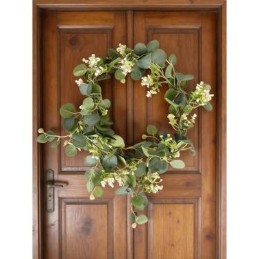 Imagem de Guirlanda artificial de folhas de eucalipto, videira falsa de 1,8 m para mesa central, decoração de parede em arco de casamento