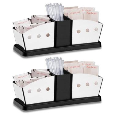 Imagem de Kit 2 Suporte Porta Saches Inox Cafe Açucar Restaurante