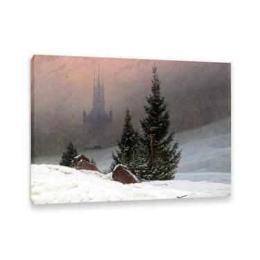 Imagem de ZUJGHSJG Paisagem de inverno por Caspar David Friedrich Impressões em tela Well Decor The World Classic Art Reproduções de arte grande giclee arte de parede para sala de estar decoração de casa 70 x