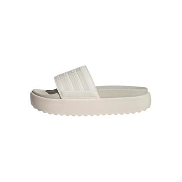 Imagem de adidas Sandália feminina Adilette Platform Slide, branco giz/branco giz/cinza órbita, 35