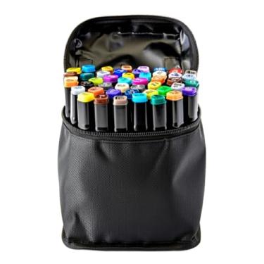 Imagem de Kit 48 Canetinhas Coloridas Com Estojo Organizador Reforçado, Marcador Permanente, Ponta Dupla Macia, Canetas para Colorir, 48 Cores Vibrantes Para Escola, Desenho, Lettering, Pintura E Uso Criativo
