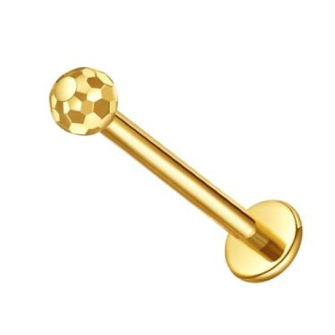 Imagem de LOMISS PIERCING LABRET TITÂNIO PVD BOLINHA LAPIDADA ROSCA EXTERNA (DOURADO, 1.2X12X3)