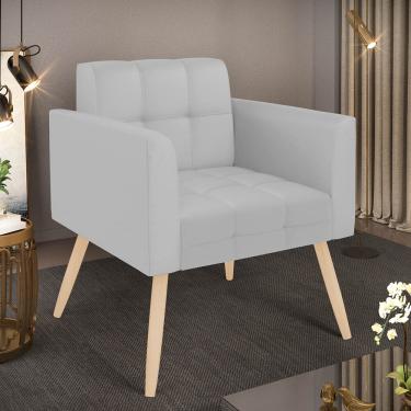 Imagem de Poltrona Sala Decorativa Elisa Pé Palito Natural Sintético Cinza D03 - D'Rossi