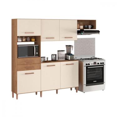 Imagem de Cozinha Completa Salinas Top 6 Portas 2 Gav. Atualle Móveis Canelato Rustico//off White