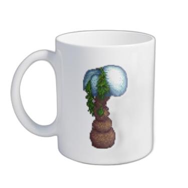 Imagem de Caneca Xícara de Café Porcelana 300ml Com Desenho de Árvore e Bola Azul