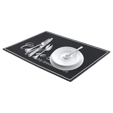 Imagem de Generic Grande tapete de café de diatomáceas, tapetes de secagem rápida para balcão de cozinha, pratos, copos e utensílios 40 x 39 cm preto