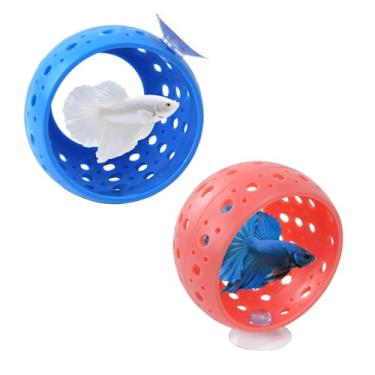 Imagem de GZCNYLYS Pacote com 2 acessórios para tanque de peixes Betta com ventosa, design oco para facilitar a limpeza, a rede Betta oferece um esconderijo seguro e oferece peixe betta, guppies e camarão