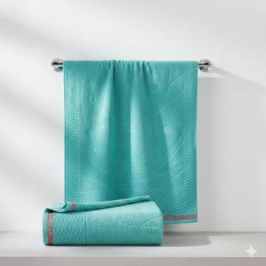 Imagem de Kit Toalha de Banho para Praia e Piscina 100% Algodão 150cm x 77cm Gramatura 400g/m² - Hipoalergênica com Alta Absorção - Azul