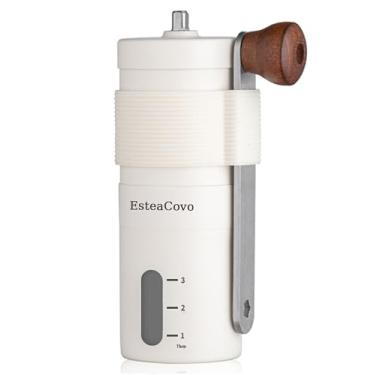 Imagem de EsteaCovo Moedor de café manual para uso doméstico, material de aço inoxidável 304, configuração ajustável, com broca de café expresso portátil de cerâmica para viagens e acampamento