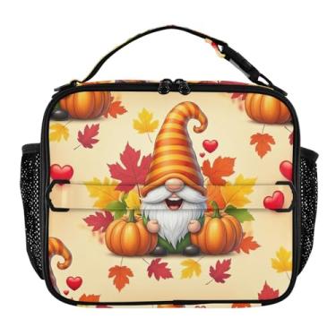 Imagem de Joisal Lancheira fofa de gnomo laranja e amarelo para mulheres, meninas, lancheira masculina e infantil, lancheira para trabalho, bolsa térmica térmica para escola