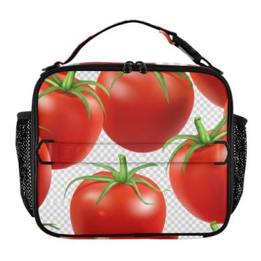 Imagem de Joisal Lancheira Tomatoes com frutas vermelhas, meninas, mulheres, lancheira infantil, masculina, lancheira para trabalho, bolsa térmica reutilizável com alça de ombro ajustável