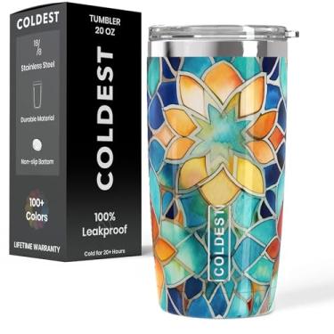 Imagem de Copos de café Coldest - Copo 100% à prova de derramamento - Aço inoxidável com isolamento duplo - Copos à prova de vazamento para mulheres e homens - Porta-copos amigável e fácil de limpar (The