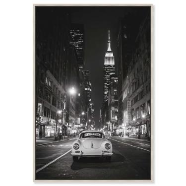 Imagem de Decoração de parede de viagem com impressão em tela Good Old New York por Art Remedy, moldura prateada, 50 x 76 cm