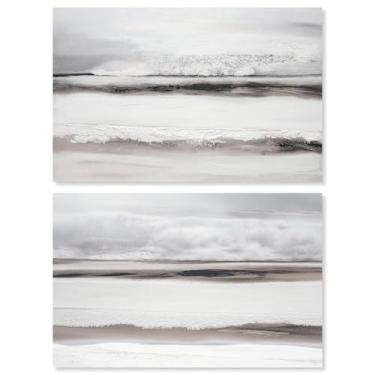 Imagem de Conjunto de 2 arte de parede de sala de estar com impressão em tela de luxo neutro da Art Remedy, Gallery Wrapped, 61 x 40 cm