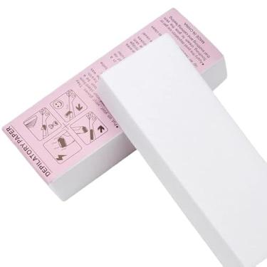 Imagem de Semme Tiras de Cera de Papel Depilatório, Tiras Profissionais de Remoção de Pelos de Algodão para Depilação Facial, Depilação Suave Pele, 100 Peças de Material de Algodão Grosso (Branco 100 unidades)