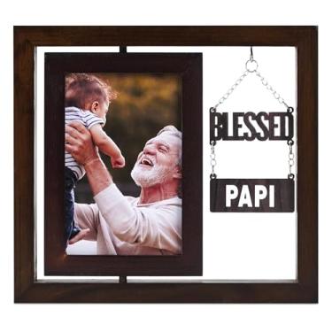 Imagem de InnoBeta Porta-retrato Papi, presentes para vovô de netos, Blessed PAPI, Dia dos Pais, Natal, aniversário, porta-retrato giratório 6R