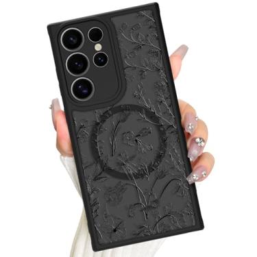 Imagem de AIGOMARA Capa magnética para Samsung Galaxy S23 Ultra, compatível com Magsafe, estampa floral de flor de sálvia fofa para mulheres e meninas, capa de celular fina fosca translúcida com proteção total