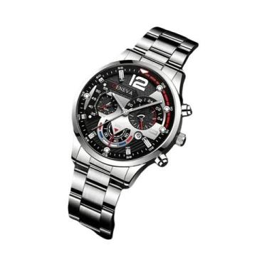 Imagem de Relógio De Quartzo Masculino Fashionável 4 Peças Pulseira De Aço Inoxi