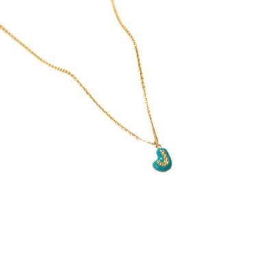 Imagem de Colar com letra azul, design exclusivo, hipoalergênico, moderno, Medium, Cobre, Sem Pedra Preciosa