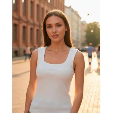 Imagem de Blusa Feminina Regata Canelada Básica Alça Larga Zanca Modas Tamanho:G