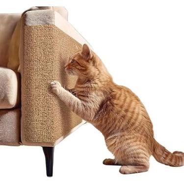 Imagem de Tapete Arranhador Autoadesivo Premium para Gatos 60x100cm Protetor de Sofá Parede Cama Evita Arranhões Fácil de Aplicar Carpete Resistente Cortável (Bege)