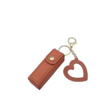 Imagem de Bolsa de batom portátil, carteira, porta-chaves, mini bolsa de armazenamento para mulheres, batons, capa protetora com mini espelho de maquiagem, estojos de viagem para mulheres (marrom)