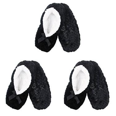 Imagem de BambooMN - Pantufas felpudas confortáveis de microfibra super macias para adultos e meias forradas antiderrapantes, Cor 07, 9-10