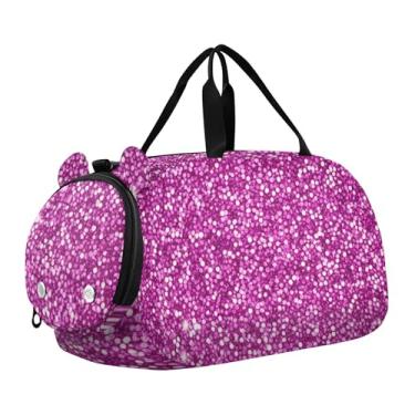 Imagem de Sacola de viagem com glitter rosa vibrante para meninas, bolsas de viagem para fim de semana, bolsa esportiva infantil para meninos, Brilho brilhante rosa vibrante, Clássico