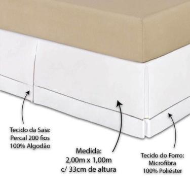 Imagem de Saia Box Solteirão 200 Fios Ponto Palito - Rafaloro, Branco