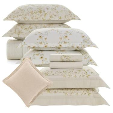 Imagem de Kit Colcha e Jogo de Lençol King Karsten, 100% Algodão Percal, 200 Fios, 10 Peças, Conjunto Completo para Cama (Eva)