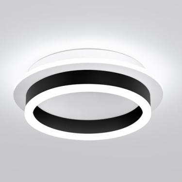 Imagem de Lâmpada de teto redonda moderna de LED embutida, luminária LED de 24 W, luz de teto preta pequena para sala de jantar, quarto, cozinha, banheiro, iluminação de entrada (branco frio, 6000K)