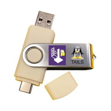 Imagem de Unidade flash USB inicializável persistente Linux Tails (32 GB) – Acesso anônimo à Internet e armazenamento de dados criptografados – Execute o sistema operacional ao vivo focado na privacidade para