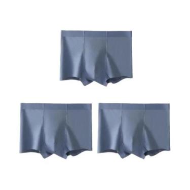 Imagem de 3 peças cuecas masculinas de algodão puro shorts masculinos - NONE, Az
