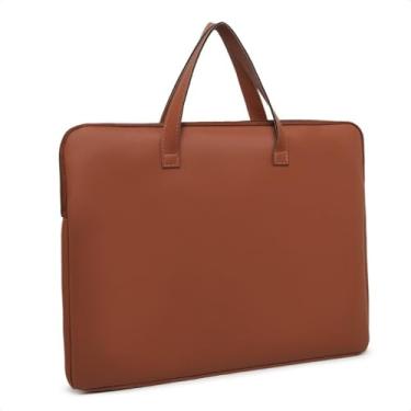 Imagem de Capa Case para Notebook 14 15 16 17 Polegadas | Pasta Executiva em Couro Ecológico com Alça Confortável Compatível com Todas as Marcas(Caramelo)