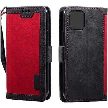 Imagem de MURVE Capa para iPhone 14/14 Plus/14 Pro/14 Pro Max, capa tipo carteira, capas de telemóvel magnéticas de couro durável, com alça de pulso com bolsa de cartão, proteção à prova de choque (cor: